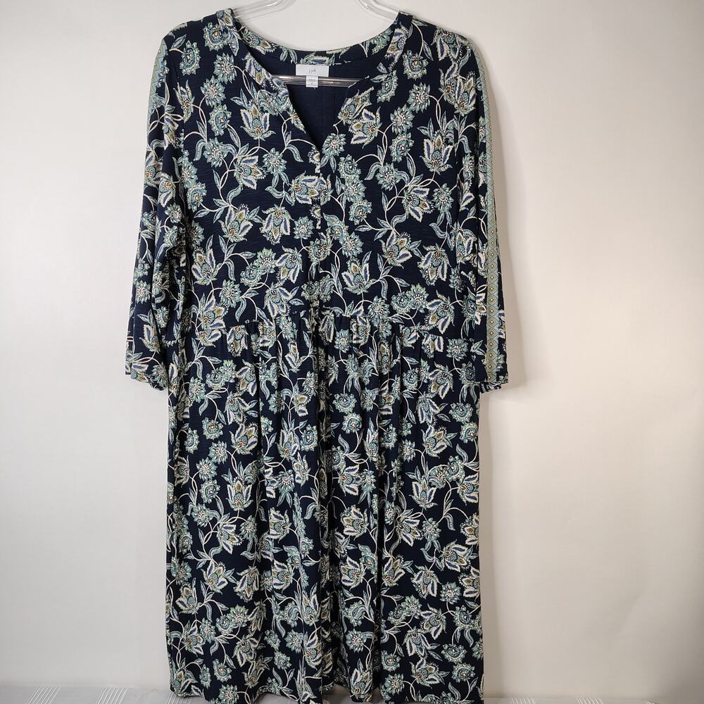 J.Jill Split Neck 3/4 Sleeve Dress with Pockets Women's Medium Work Office‎